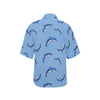 Dolphin Blue Print Women's Hawaiian Shirt