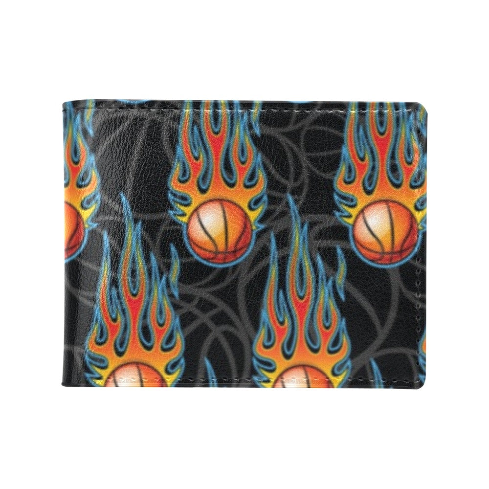 Basketball Fire Print Pattern Men's ID Card Wallet