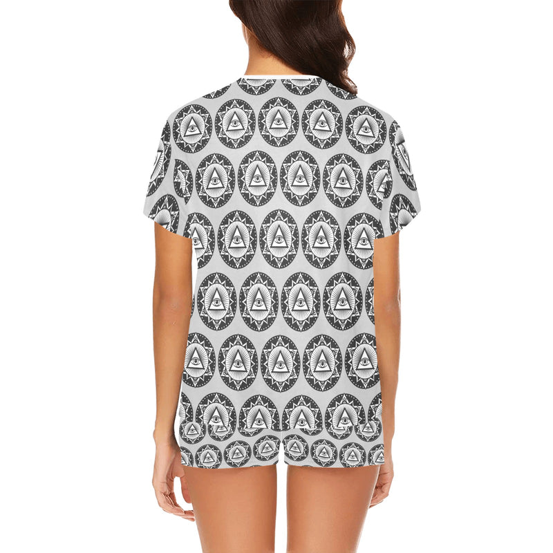 Third Eye Print Design LKS301 Women's Short Pajama Set