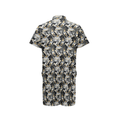 Hummingbird Gold Design Themed Print Men's Romper