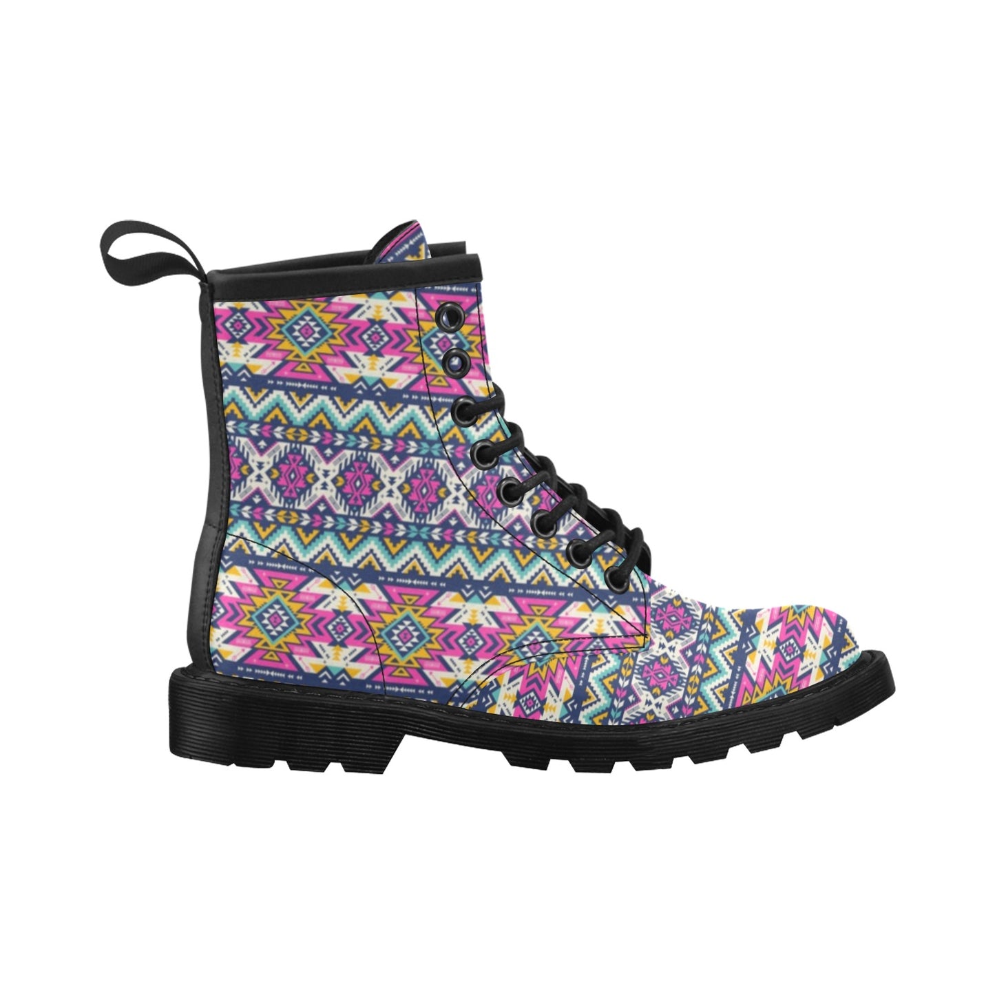 Aztec Pink Geometric Print Pattern Women's Boots