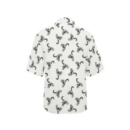 Motocross Pattern Print Design 03 Women's Hawaiian Shirt