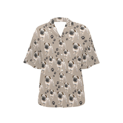 Pug Pattern Print Design A04 Women's Hawaiian Shirt