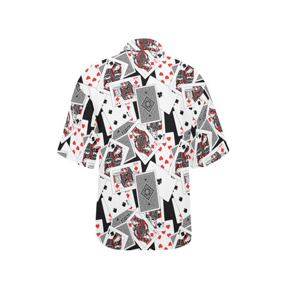 Poker Cards Pattern Print Design A04 Women's Hawaiian Shirt