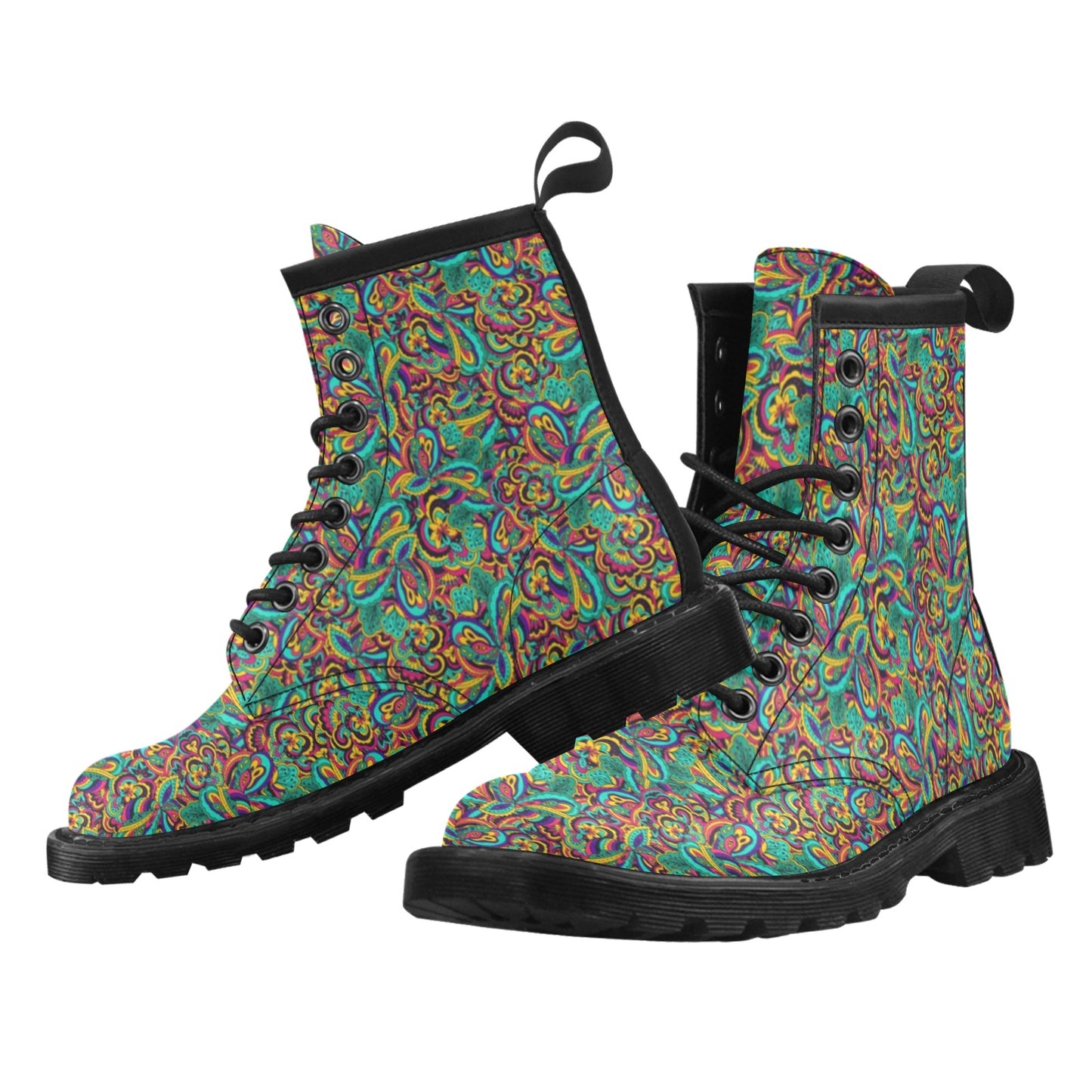 Psychedelic Trippy Floral Design Women's Boots