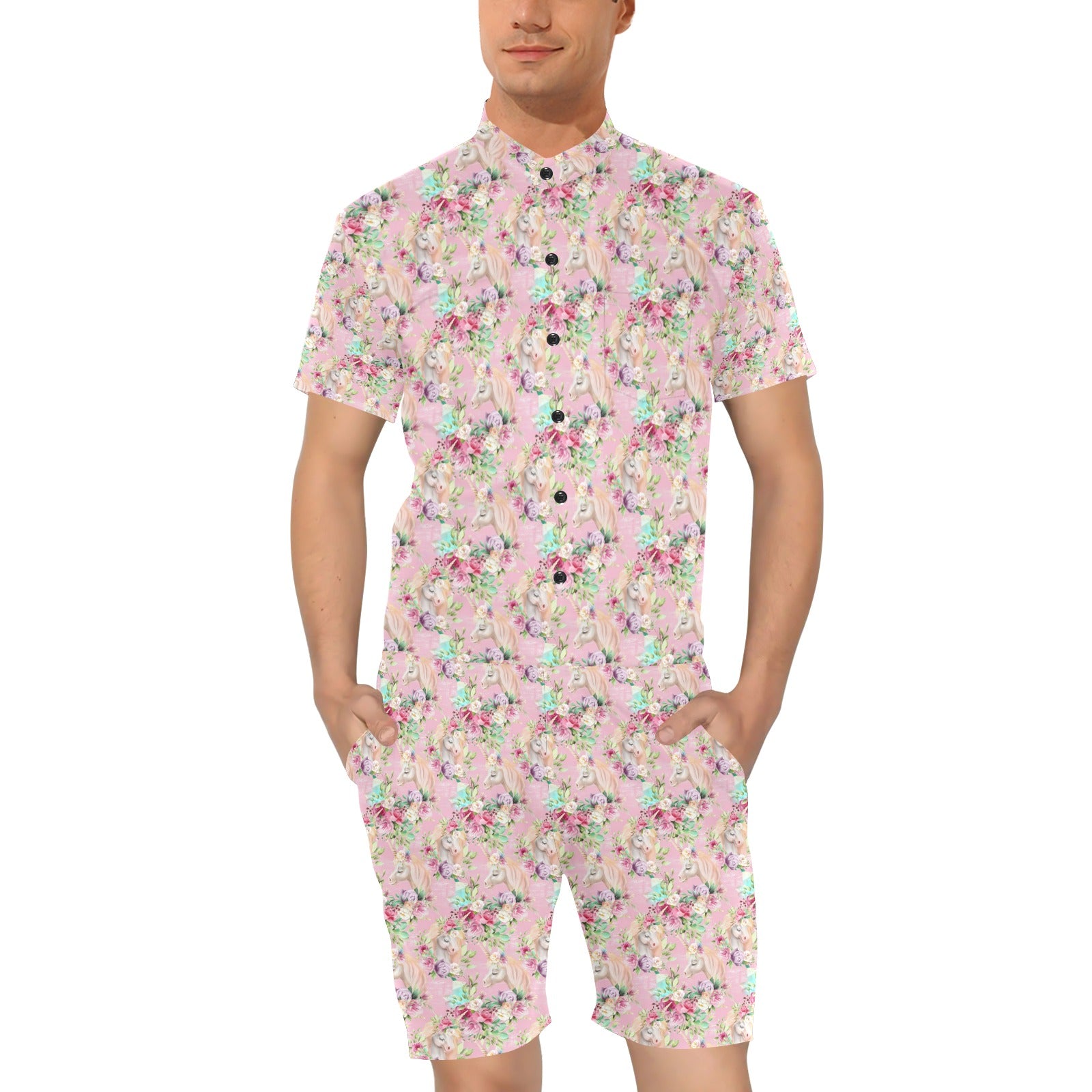 Unicorn Princess with Rose Men's Romper