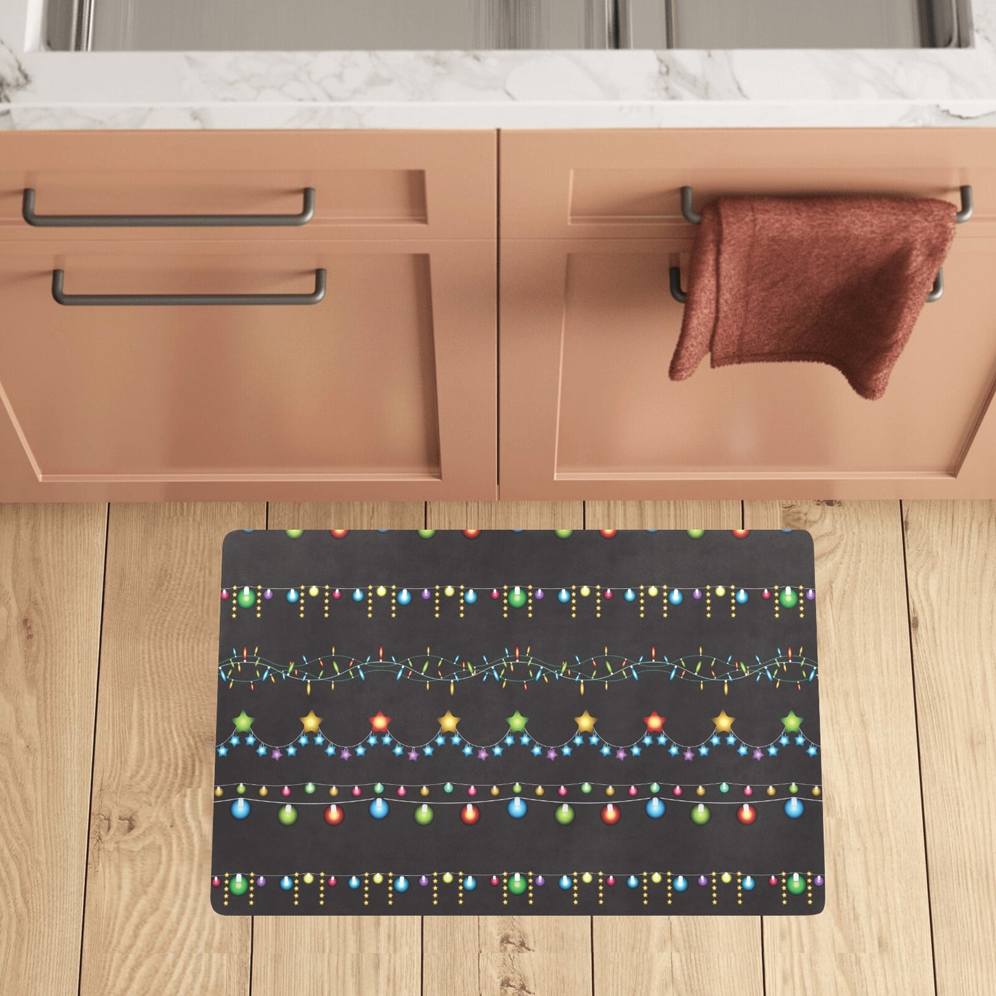 Christmas Light Pattern Print Design 01 Kitchen Mat