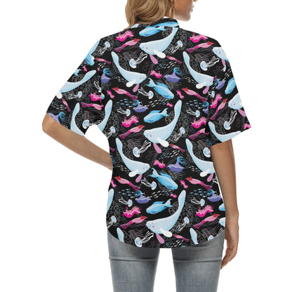 Manatee Pattern Print Design 02 Women's Hawaiian Shirt