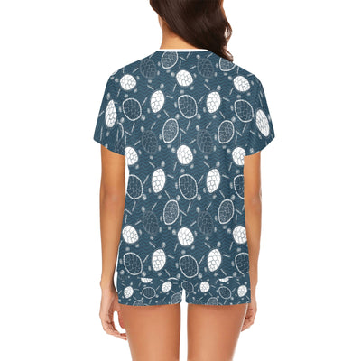 Sea Turtle Print Design LKS3015 Women's Short Pajama Set