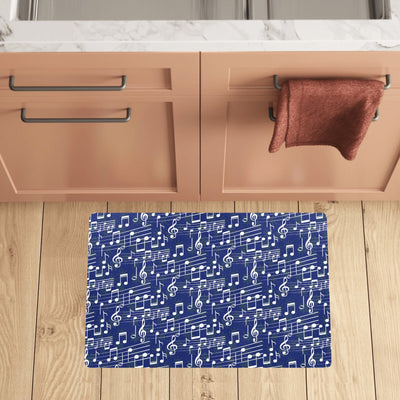 Music Note Blue Themed Print Kitchen Mat