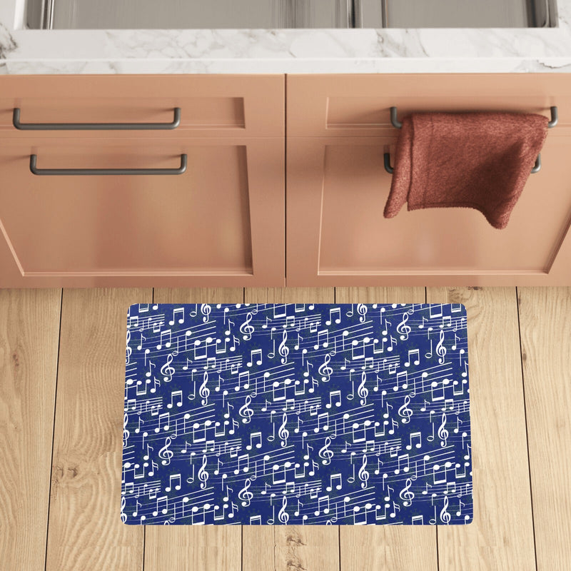 Music Note Blue Themed Print Kitchen Mat