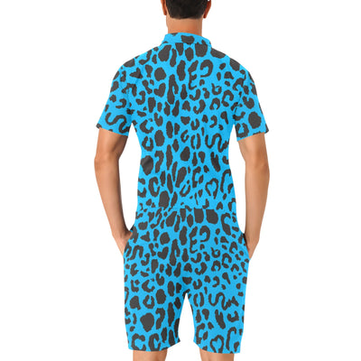 Cheetah Blue Print Pattern Men's Romper