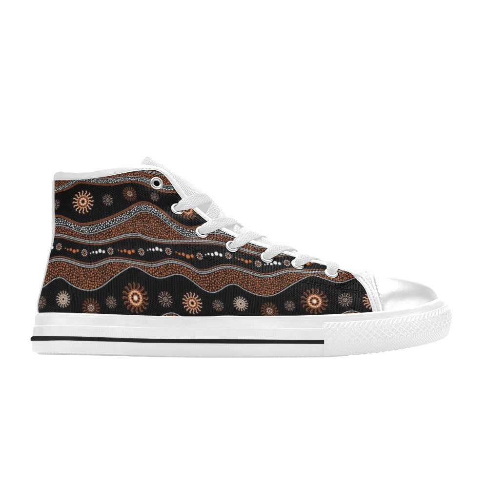 Aboriginal Print Design LKS404 High Top Women's White Shoes
