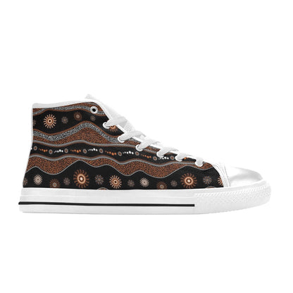 Aboriginal Print Design LKS404 High Top Women's White Shoes