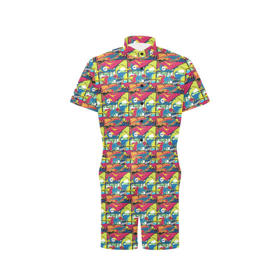 Dinosaur Comic Pop Art Style Men's Romper