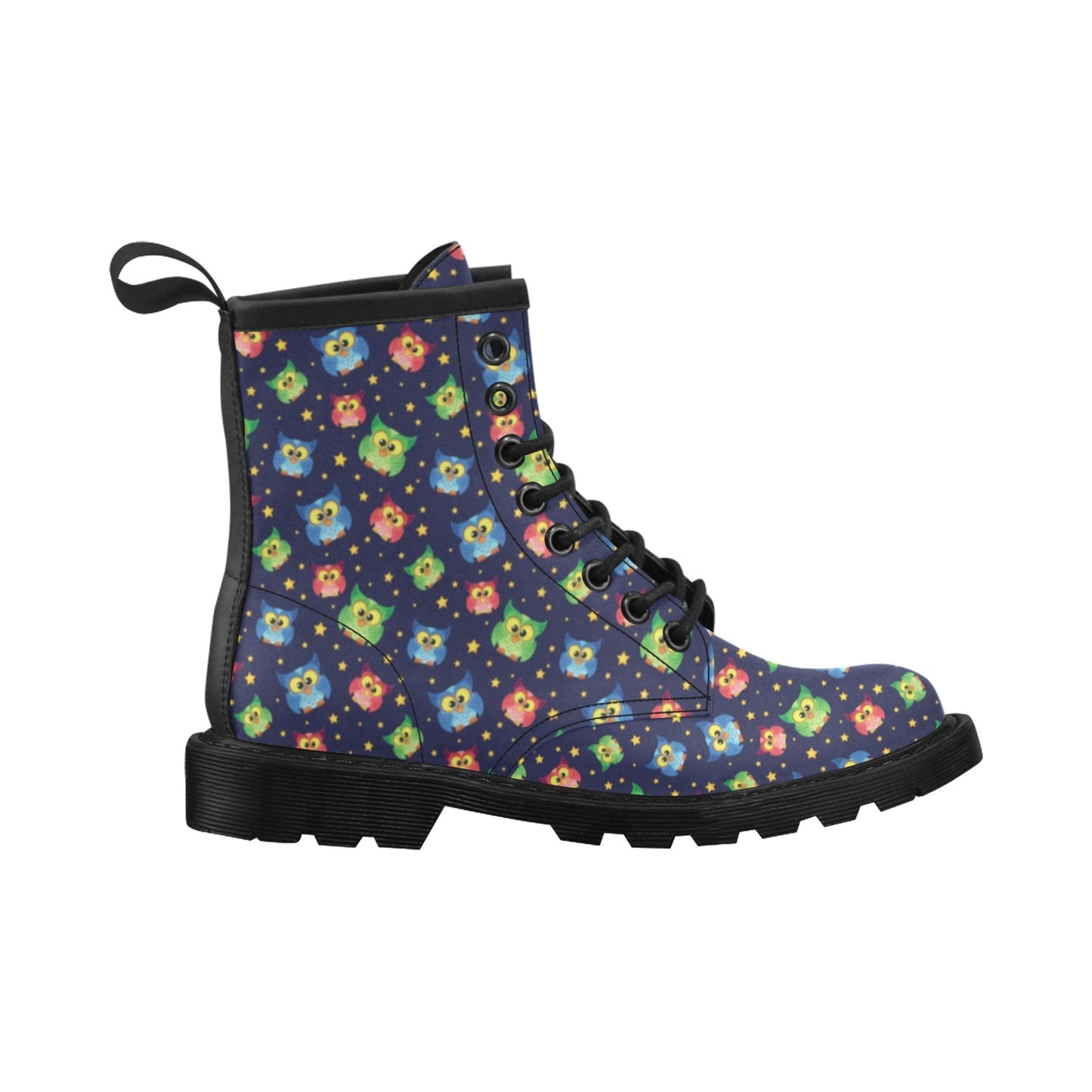 Owl with Star Themed Design Print Women's Boots