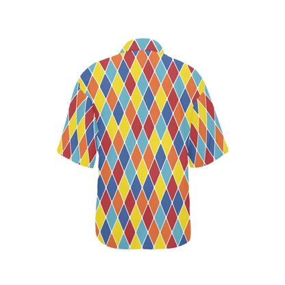 Harlequin Pattern Print Design 01 Women's Hawaiian Shirt