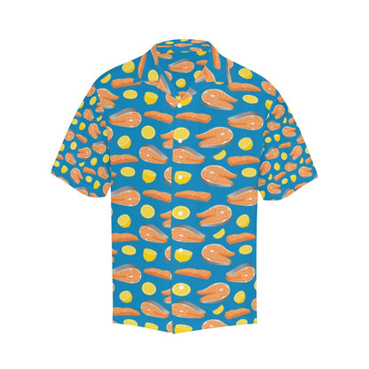 Salmon Steak With Lemon Print Design LKS308 Men's Hawaiian Shirt