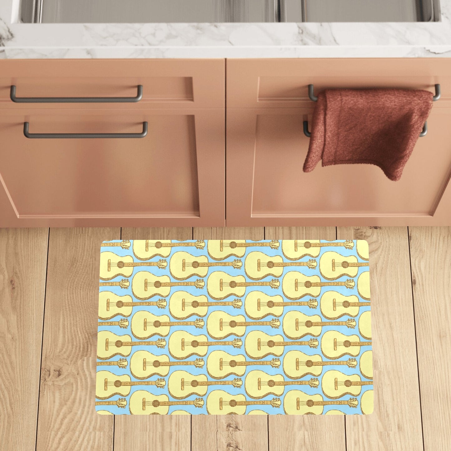 Acoustic Guitar Pattern Print Design 03 Kitchen Mat