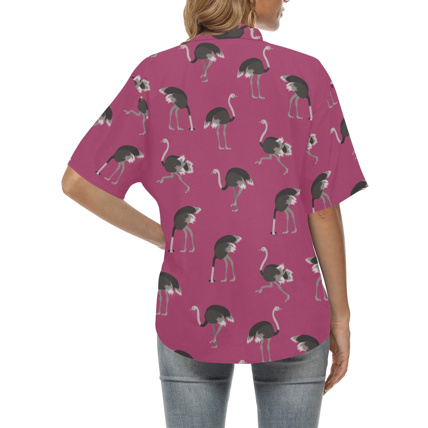 Emu Pattern Print Design 02 Women's Hawaiian Shirt
