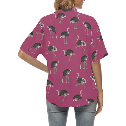 Emu Pattern Print Design 02 Women's Hawaiian Shirt