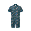 Sea Turtle Hand Drawn Blue Print Men's Romper