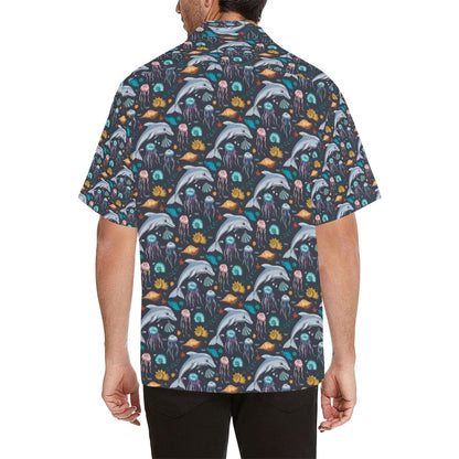 Underwater Dolphin Print Design LKS304 Men's Hawaiian Shirt