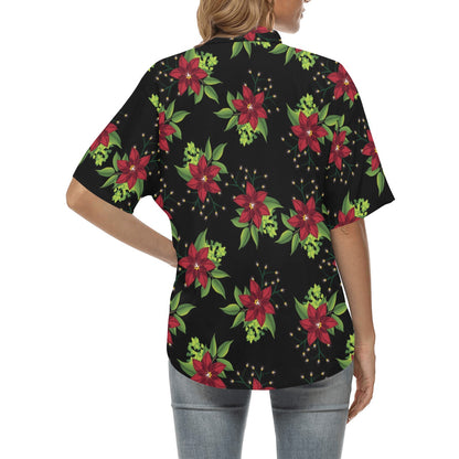 Poinsettia Pattern Print Design A01 Women's Hawaiian Shirt