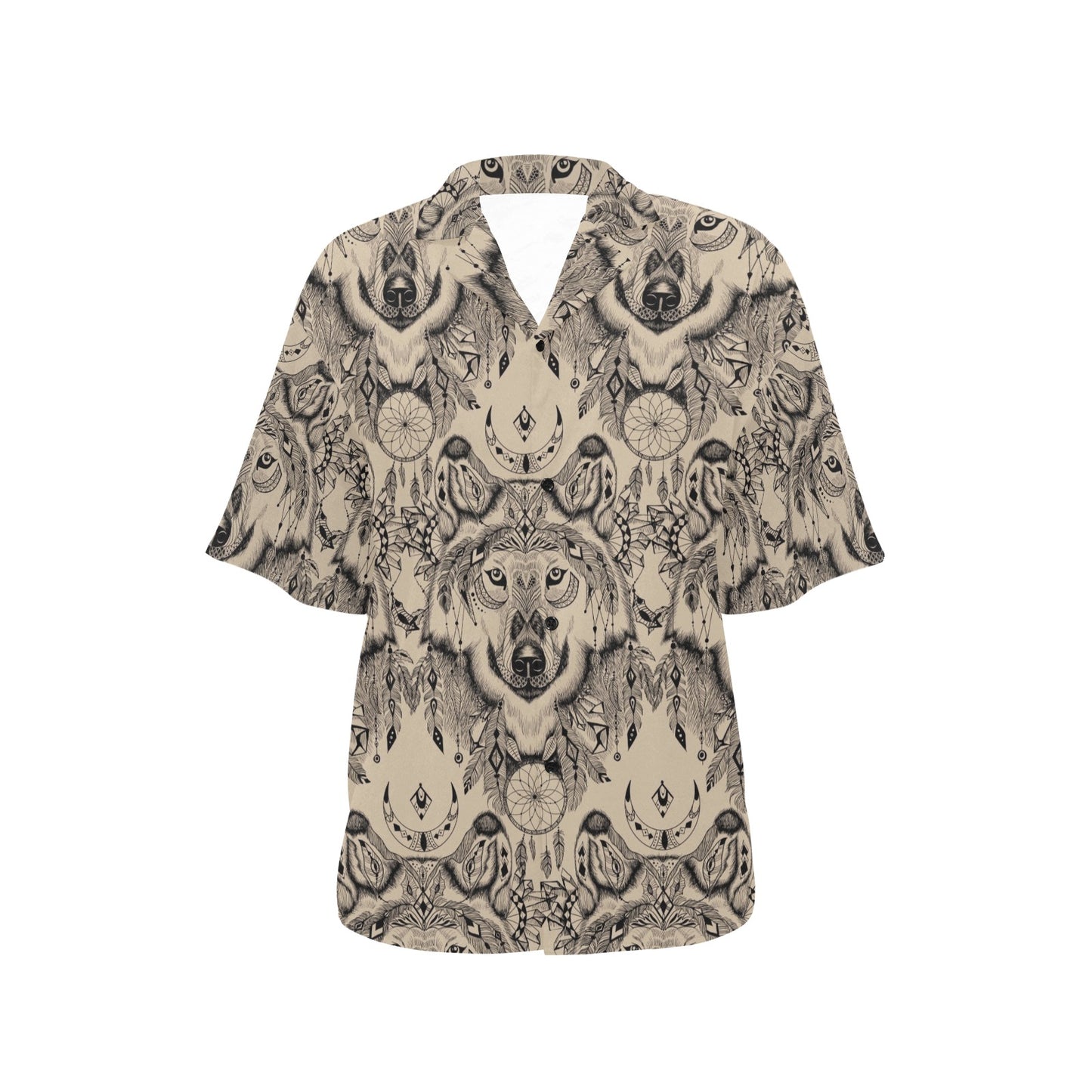 Indian Boho Wolf Women's Hawaiian Shirt
