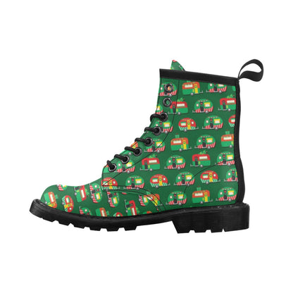Camper Camping Christmas Themed Print Women's Boots