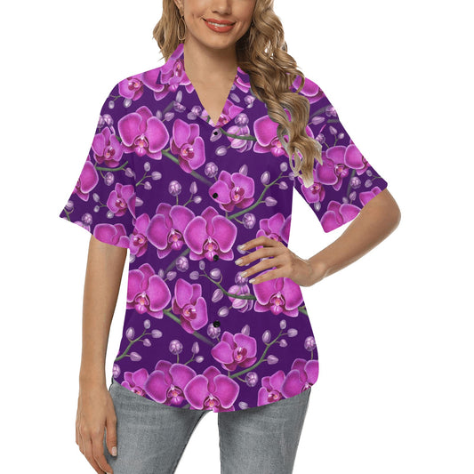 Orchid Pattern Print Design A03 Women's Hawaiian Shirt