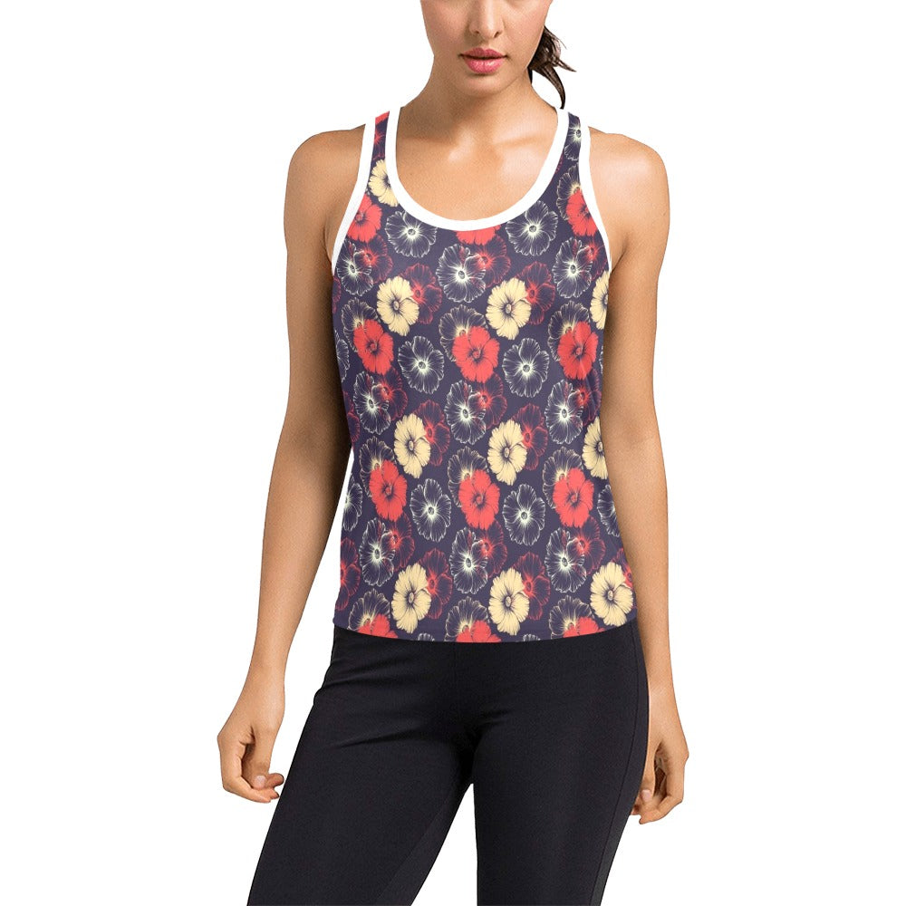 Tropical Flower Print Design LKS302 Women's Racerback Tank Top