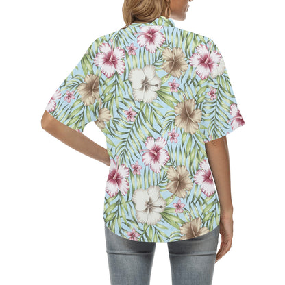 Tropical Flower Pattern Print Design TF05 Women's Hawaiian Shirt