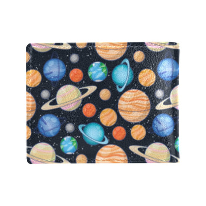Planet Colorful Print Design LKS301 Men's ID Card Wallet