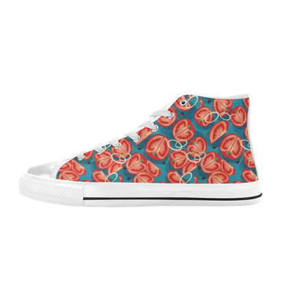 Tomato Print Design LKS301 High Top Women's White Shoes