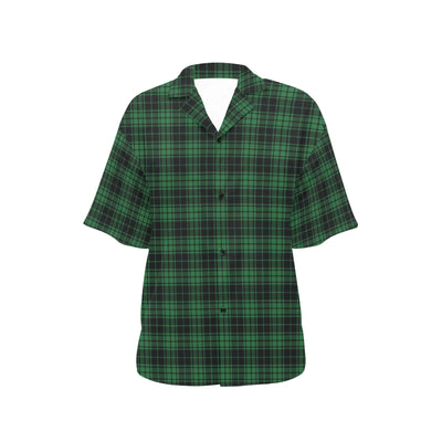 Green Tartan Plaid Pattern Women's Hawaiian Shirt