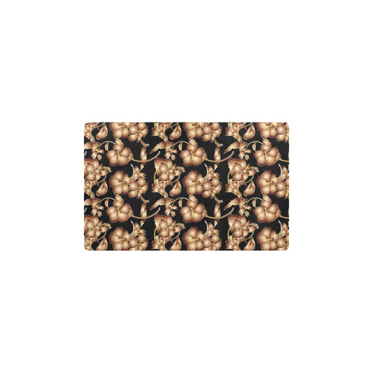 Brown Hibiscus Pattern Print Design HB06 Kitchen Mat