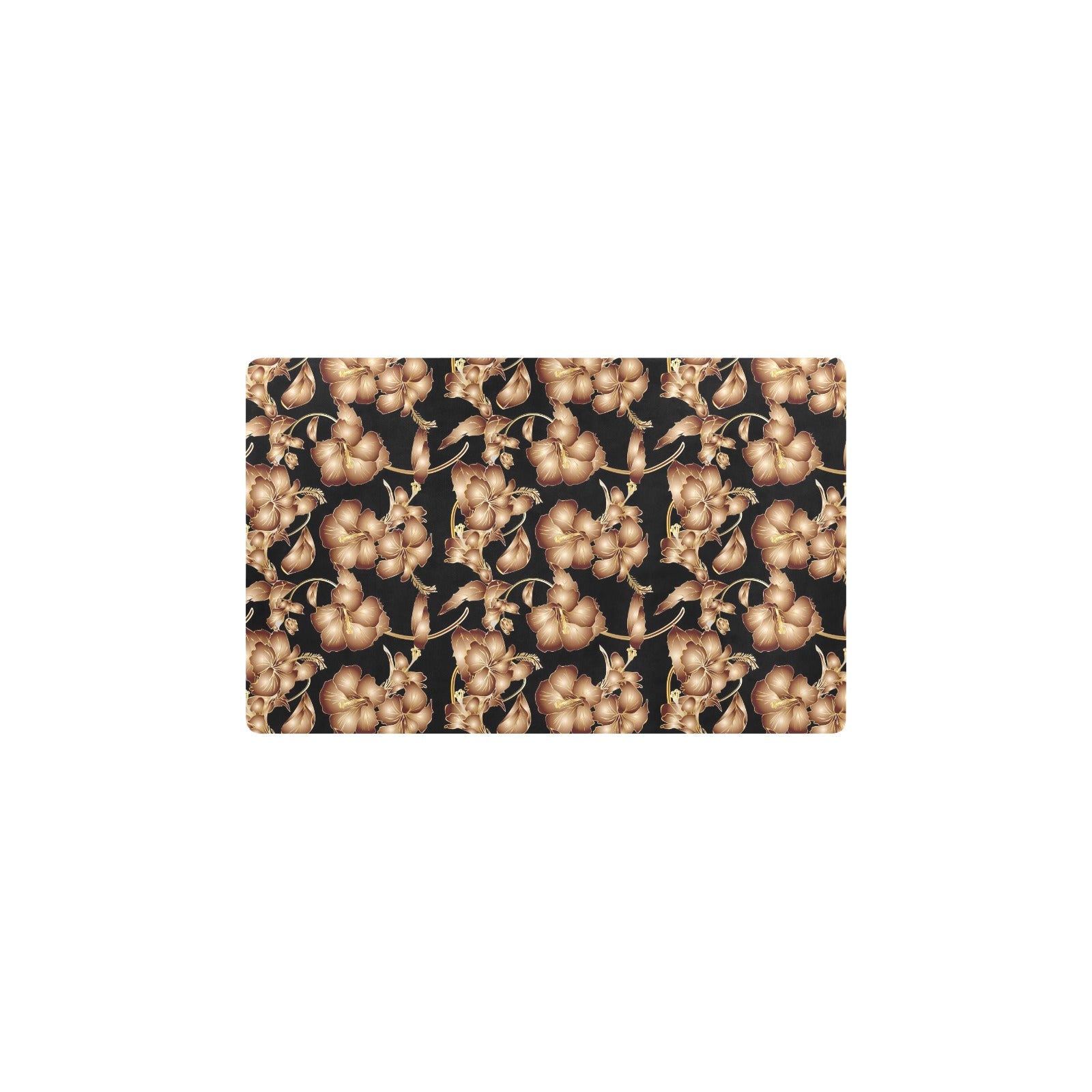 Brown Hibiscus Pattern Print Design HB06 Kitchen Mat