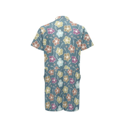 Hibiscus Pattern Print Design HB033 Men's Romper