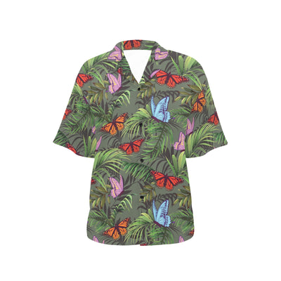 Monarch Butterfly Pattern Print Design 04 Women's Hawaiian Shirt