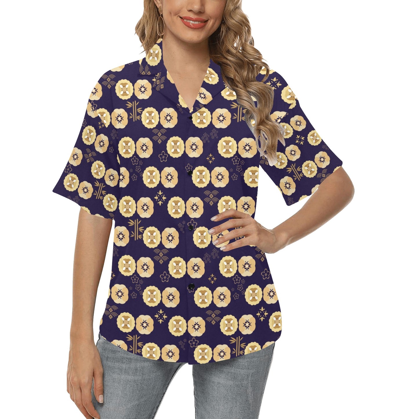 Sakura Print Design LKS303 Women's Hawaiian Shirt