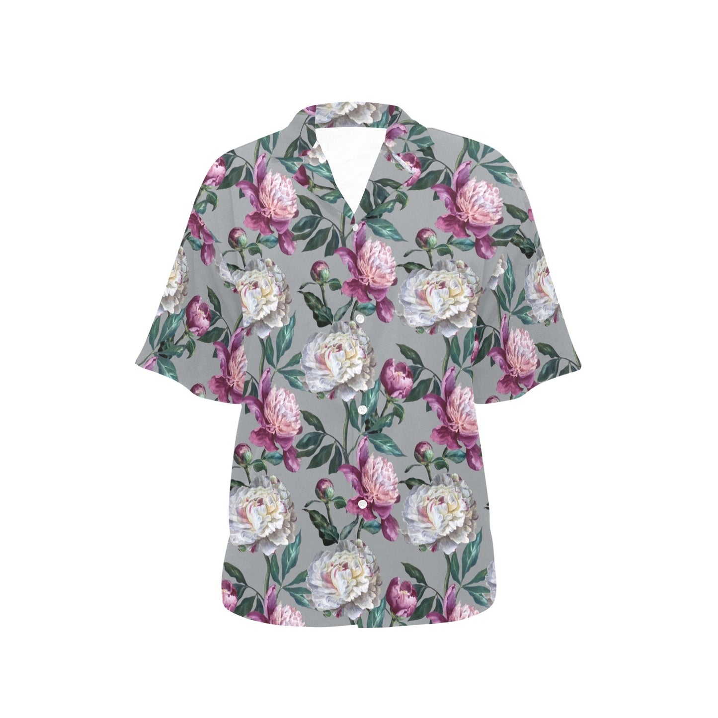 Peony Pattern Print Design PE01 Women's Hawaiian Shirt