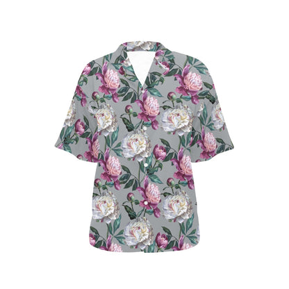 Peony Pattern Print Design PE01 Women's Hawaiian Shirt