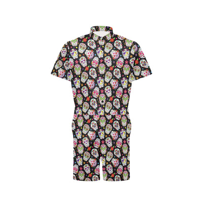 Sugar Skull Print Design LKS302 Men's Romper