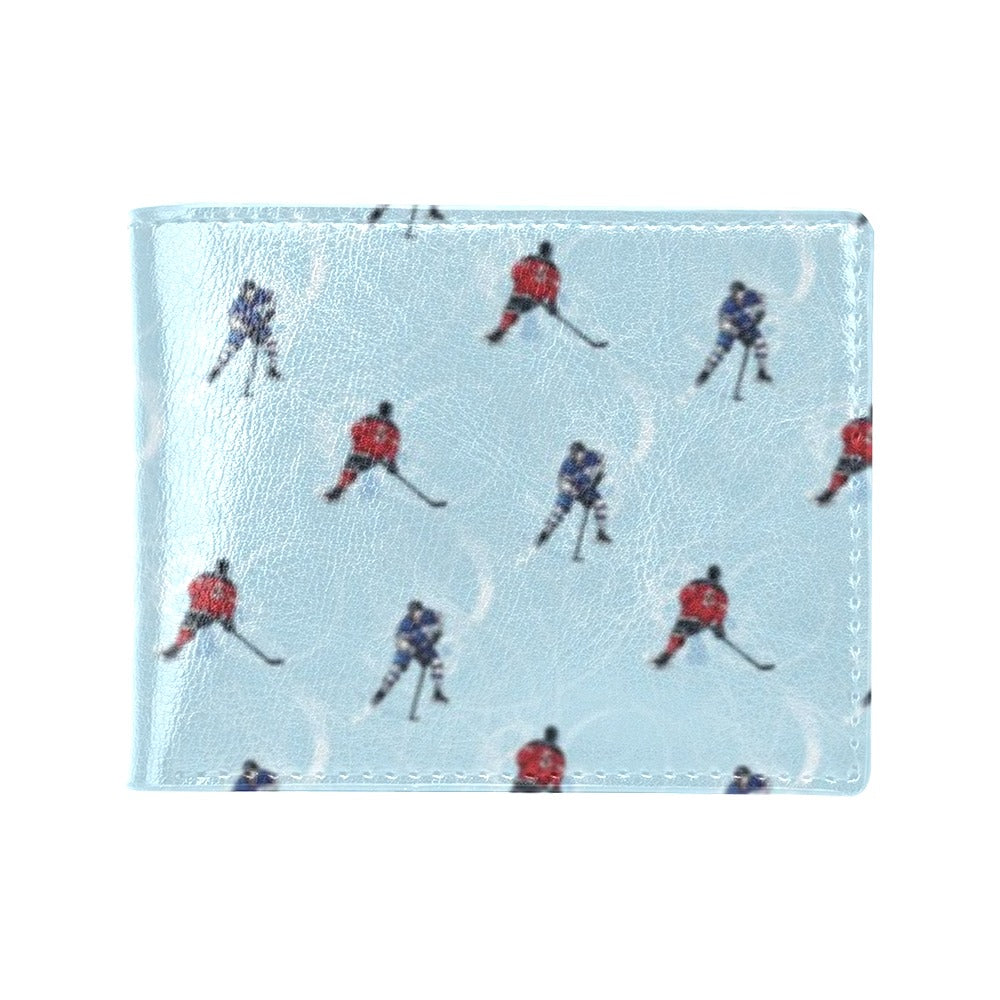 Hockey Player Print Design LKS302 Men's ID Card Wallet
