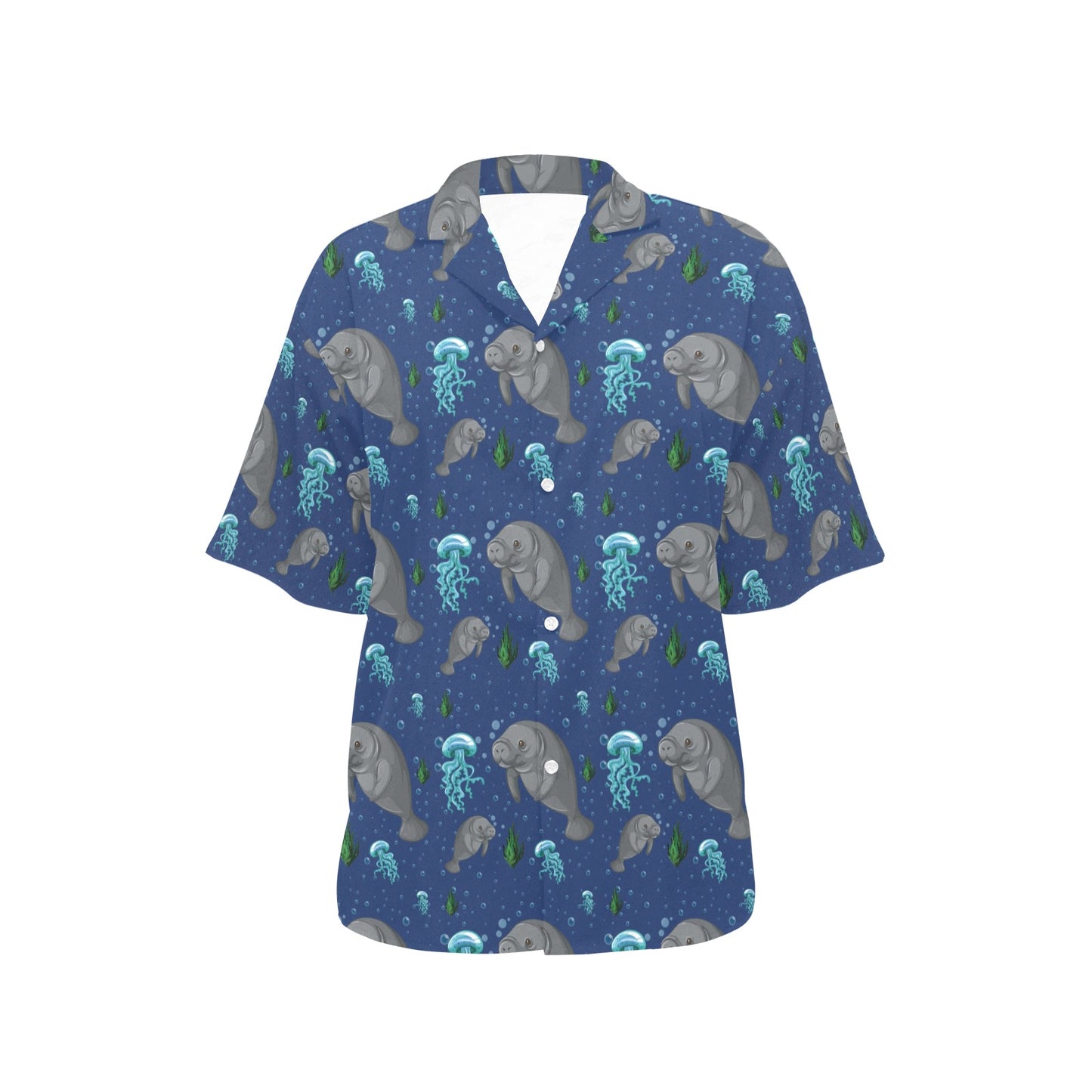 Manatee Pattern Print Design 01 Women's Hawaiian Shirt