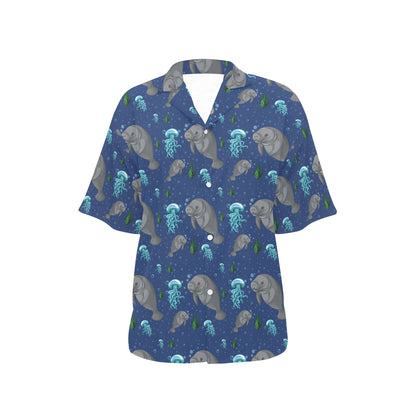 Manatee Pattern Print Design 01 Women's Hawaiian Shirt