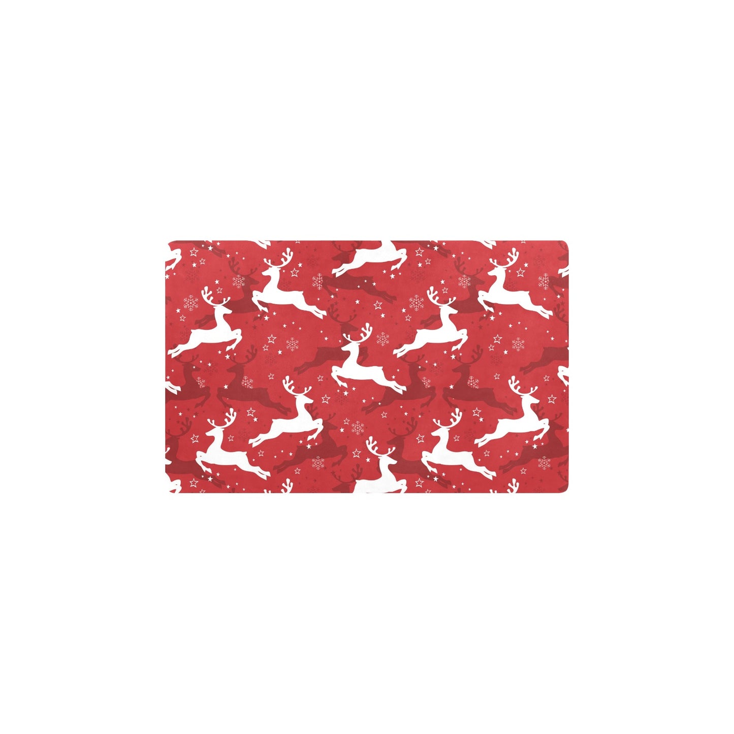 Reindeer Red Pattern Print Design 01 Kitchen Mat