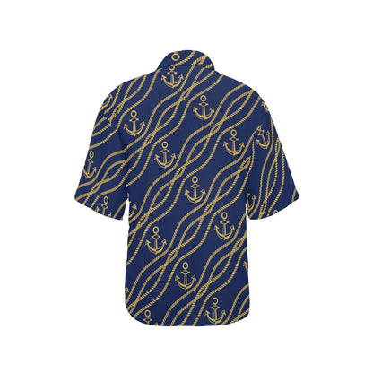 Nautical Anchor Rope Pattern Women's Hawaiian Shirt