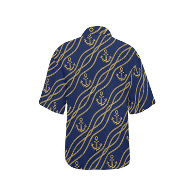 Nautical Anchor Rope Pattern Women's Hawaiian Shirt
